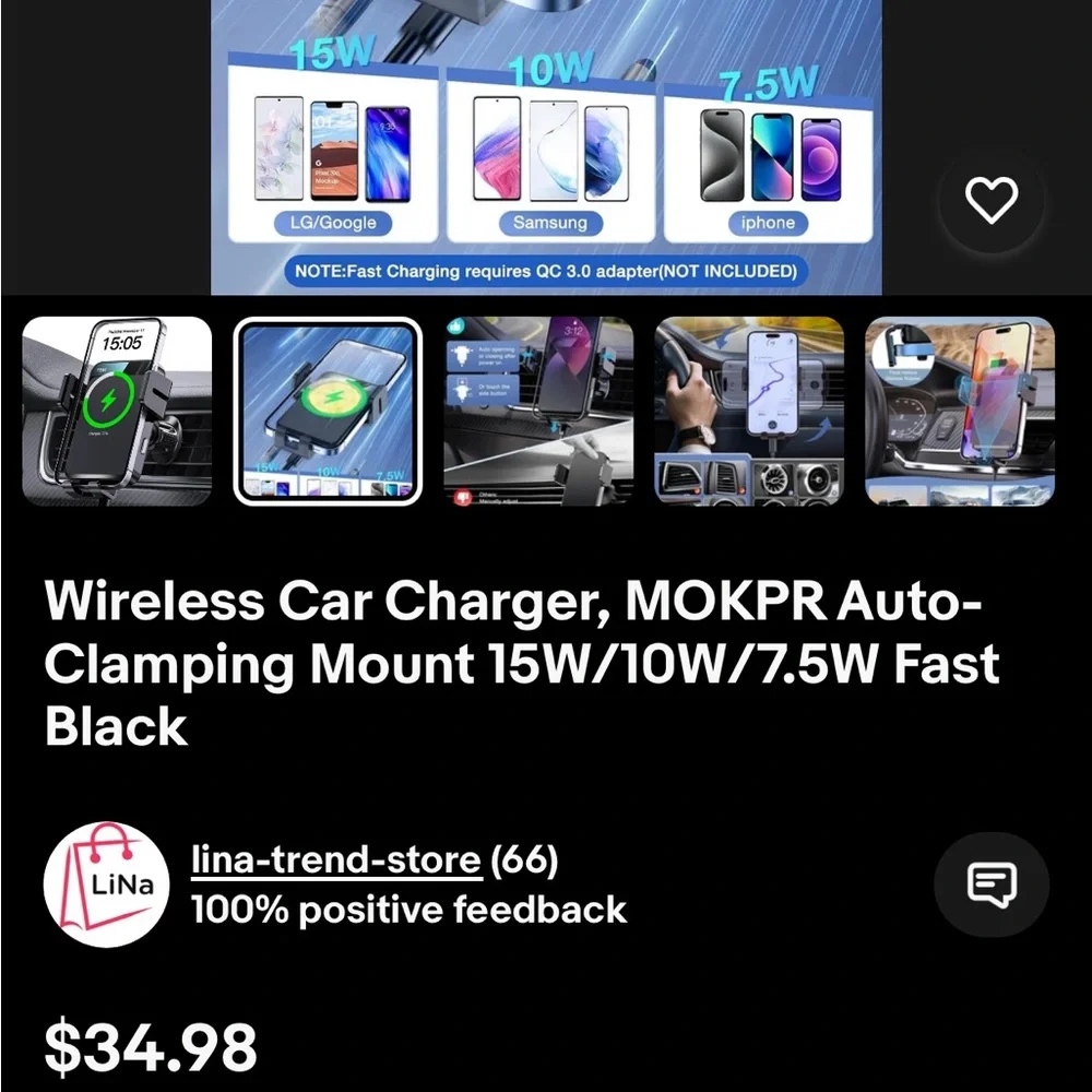 MOKPR #JR ZS219 Black Air Vent Electronic Car Phone Holder and Charger.